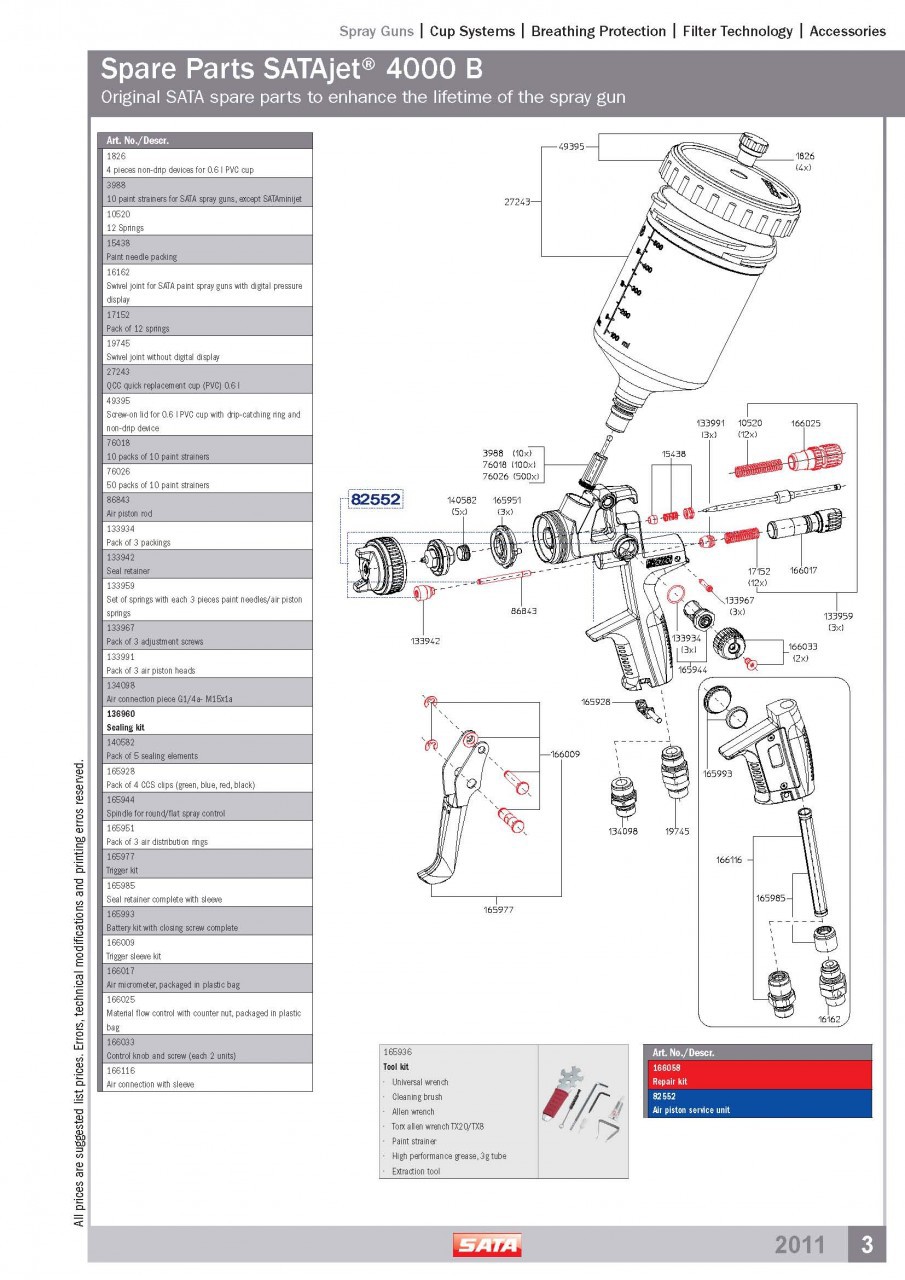Avenue SATA 4000 REPAIR KIT