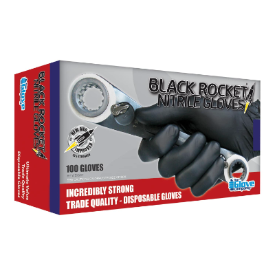 BLACK ROCKET NITRILE GLOVES BOX OF 100 - SIZE XL